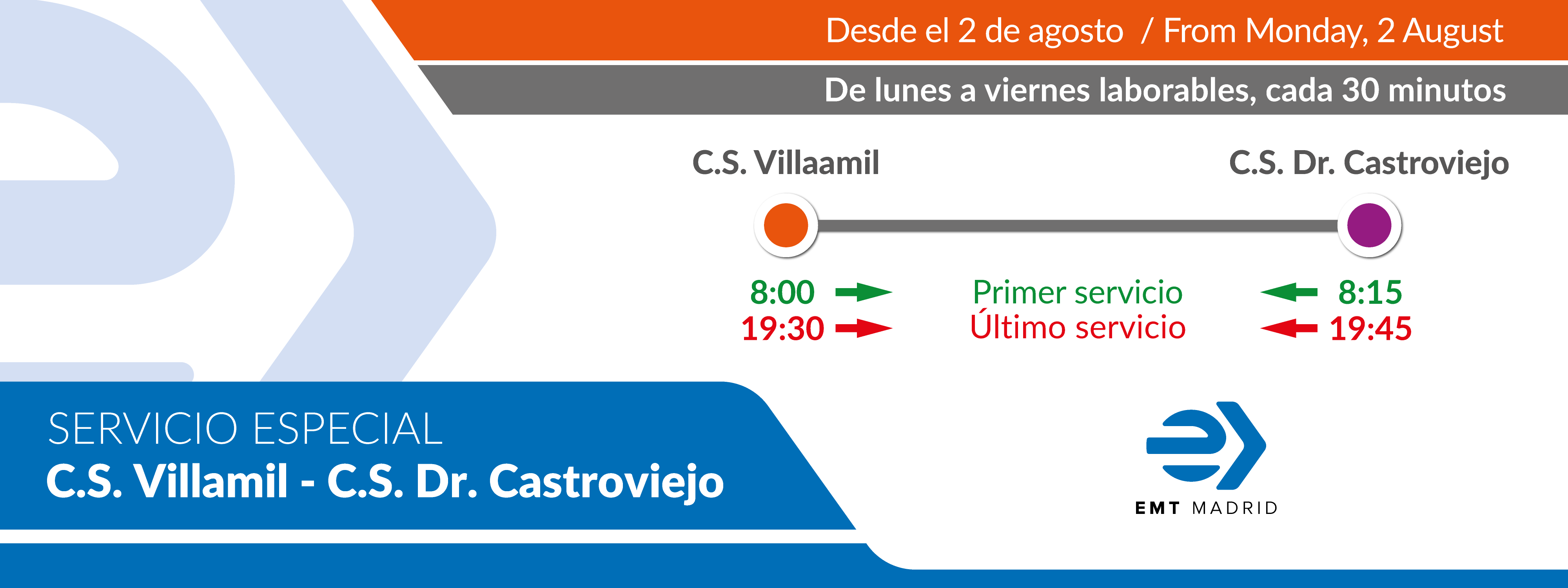 La EMT pone en marcha un servicio especial entre los centros de salud Villaamil y Doctor Castroviejo