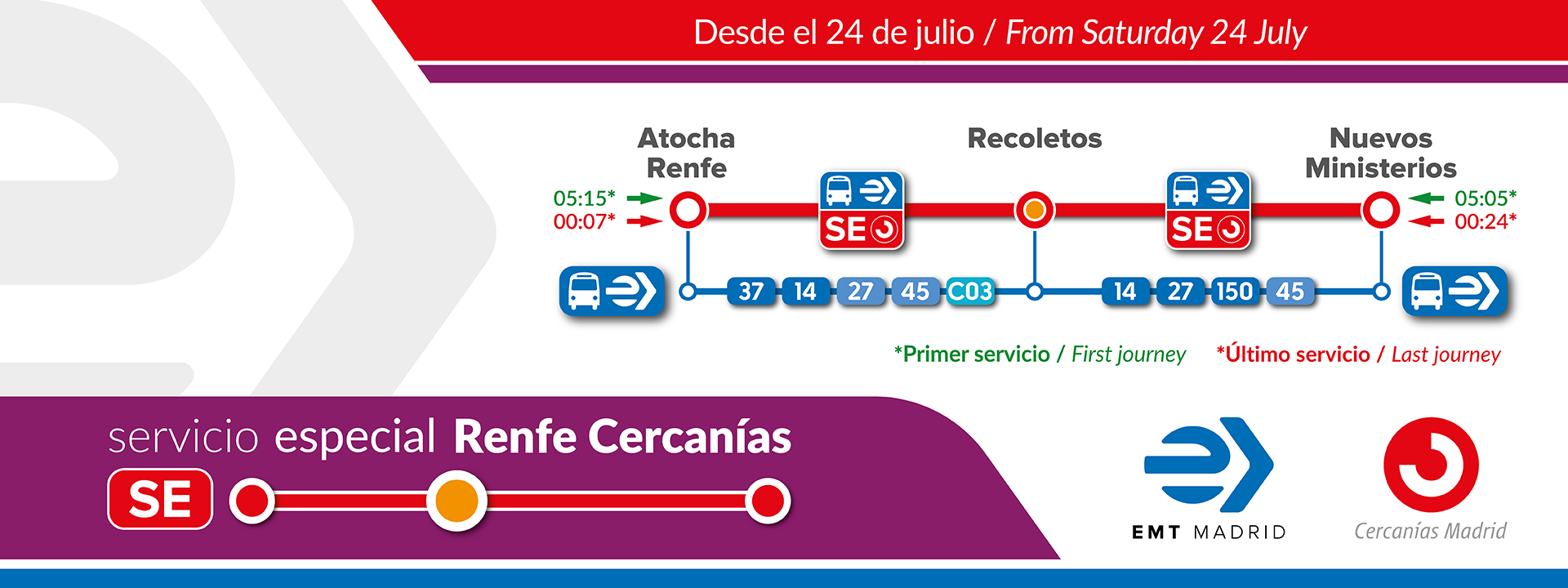 La EMT sustituye el servicio de trenes entre Atocha y Nuevos Ministerios