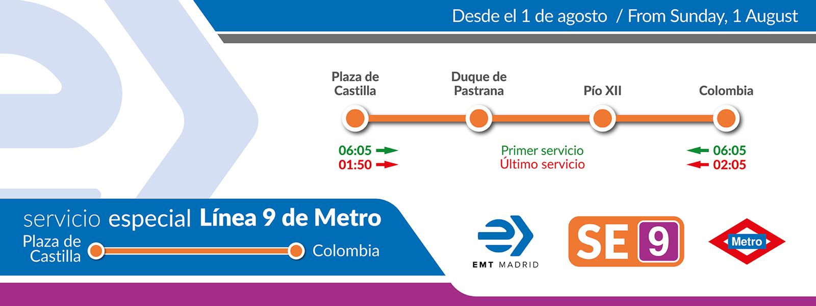 Un servicio especial de la EMT conectará las estaciones de Plaza de Castilla y Colombia