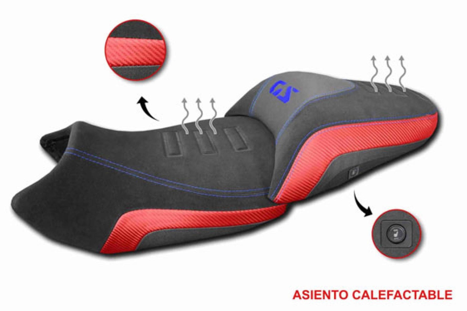 JM-FUNDAS incorpora el asiento de moto calefactable completo para BMW R1300 GSA con acabado Confort